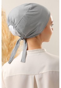 Resim Melodi Scarf Dikişsiz Penye Bone Açık Gri Açık Gri 