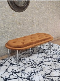 Resim Zafir Ufo Oturak Bench - Krom Kaplama Telli Ayak - Oturak - Bench - Puf - Yatak Ucu Pufu Turuncu 