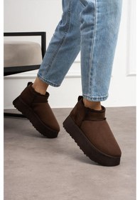 Resim Shoetek Lelnon Kadın Bot İçi Kürklü Kalın Tabanlı Kahve Süet Kahve Süet 