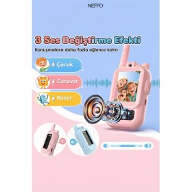 Resim Neffo Video Özellikli Çocuk Telsizi Hd Kamera ve Ses Değiştirici Özellikli Şarjlı 2'li Paket Oyuncak 