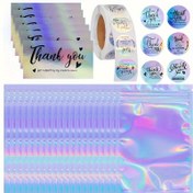 Resim 670 Parçalı Holografik Etkili Teşekkür Kartları Seti - Kağıt Kartlar, Etiketler ve İşletmeler, Düğünler, Hediyeler ve Perakende Paketleme için Tekrar Kapanabilir Çantalar - Kişisel ve Profesyonel Kullanım için Premium Minnettarlık Malzemeleri 