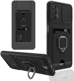 Resim m.tk moveteck Samsung Galaxy A13 4g Kılıf Kamera Lens Korumalı Yüzüklü Kartvizitli Ipli Zırh Zuma Kapak 