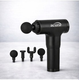 Resim Acura 6 Seviyeli 4 Başlıklı Şarjlı Masaj Aleti Masaj Tabancası Siyah 