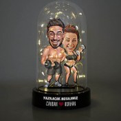 Resim Sporcu Çiftler Karikatürlü Işıklı Fanus Biblo 