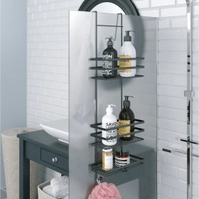 Resim Tekno-tel 3 KATLI ASMALI BANYO DUŞ DUŞAKABİN RAFI MAT SİYAH LM580 