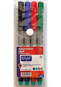 Resim Asetat Kalemi Silgili M Medium 4 Lü Set Siyah/mavi/kırmızı/yeşil 