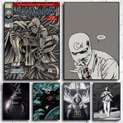 Resim 1 Adet Marvel Ay Şövalyesi Tuval Posteri - Çerçevesiz Vintage Duvar Sanatı, Dinamik Aksiyon Pozu, Koyu Arka Plan ve Cesur Metin Tasarımı - Oturma Odası, Yatak Odası, Bar için Anime Esintili Dekor - Kraft Kulübü Koleksiyonu, Ay Dekoru 
