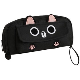 Resim Suntek Kalem Kutusu Kedi Kozmetik Çantası Erkek Kız Siyah 