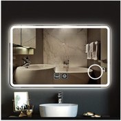 Resim GLOBAL LED MIRROR 80x120 cm Makyaj Aynalı Dokunmatik Tuşlu Buğu Yapmayan Ledli Banyo Aynası 