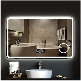 Resim GLOBAL LED MIRROR 80x120 cm Makyaj Aynalı Dokunmatik Tuşlu Buğu Yapmayan Ledli Banyo Aynası 