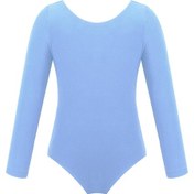 Resim Mavi Kızlar Uzun Kollu Leotard Jimnastik Bale Leotard Tulum Dans Kostümleri Mavi 