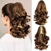 Resim SLEEKCUTE Premium Sentetik Kıvırcık Dalgalı Atkuyruğu Uzantıları - Anında Hacim, Günlük Moda ve Durumlar İçin Çok Yönlü Stil, Yüksek Sıcaklıkta Fiber, Klipsli Tasarım, Günlük Saç Aksesuarı | Şık Saç Uzatımı | Dayanıklı Saç Parçası, Saç Stil Aracı 