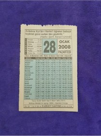 Resim 28 Ocak 2008 Takvim Yaprağı - Nostaljik Koleksiyonluk Takvim Yaprağı 