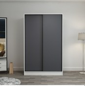 Resim Minarmobilya Minar Kale 2 Kapaklı Sürgülü Dolap 120 Cm - Beyaz/Antrasit 