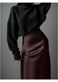 Resim Be Rich Lastikli Saten Etek, Kalın Sonbahar 263453389 Çikolata 