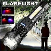 Resim 1 adet Taşınabilir El Tipi LED El Feneri, USB Şarj Edilebilir Acil Durum Feneri, COB Yan Işık ile, 6 Modlu Yakınlaştırılabilir Ev Aydınlatması, Güç Ekran Tasarımı ile Yakınlaştırılabilir İş Işıkları, Ev, Seyahat, Balıkçılık, Barbekü için Uygun 