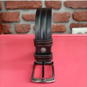 Resim Real Leather Erkek Kemer Desenli Siyah Hakiki Deri Vejetal Dana Derisi 3.5 CM Siyah 
