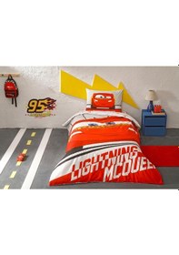 Resim Taç Lisanslı Çek Canlandır Nevresim Takımı Cars Ligthning Tek Kişilik 