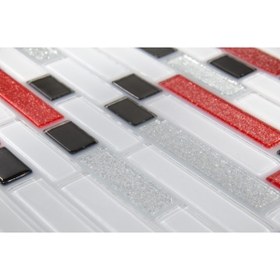 Resim maycollection Mutfak Tezgah Arası Kırmızı Beyaz Siyah Gümüş 4 Mm Kristal Cam Mozaik (1 M2 )1 Kutu = 1 M2 Fiyatıdır 