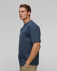 Resim Erkek Rahat Kesim Monogram Logolu Yuvarlak Yaka Kısa Kollu Mavi T-Shirt 50533343-425 