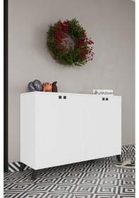 Resim Artemis 4 Kapaklı 3 Raflı Ayakkabılık Beyaz Beyaz 