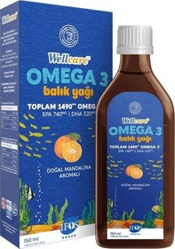 Resim Wellcare Omega 3 Fish Oil Doğal Mandalina Aromalı Balık Yağı 150 ML 