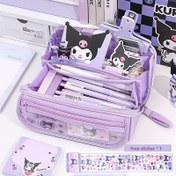Resim Sanrio Kuromi Melody Yapay Yeşim Taşlı 9 Katmanlı Büyük Kapasiteli Çok Amaçlı Kalem Kutusu, Tuval Çanta Organizer - Doğum Günü, Cadılar Bayramı ve Noel İçin İdeal Hediye 