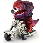 Resim Fochsia 1 Adet Kırmızı T-rex Dinozor Motosiklet Oyuncak, Gerçekçi Ataletli Dinazor Motosiklet Kırmızı Bir T-rex 