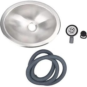 Resim Nurnesy 13.23x10.63x4.72 Paslanmaz Çelik Yuvarlak RV Lavabo - Arabalar Tekneler Yatlar Için Süzgeçli Ve 1.5M Hortumlu Tek Kase Küçük Mutfak Lavabosu 