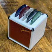 Resim Modern Sanat Gitar Penası Tutucu - Bronz PP Masaüstü Saklama Kutusu, Çok Katmanlı Tasarım. 5 veya 6 Pena Kapasiteli, Müzisyenler ve Gitaristler İçin Şık Hediye, Doğum Günü & Noel Aksesuarı, Retro Estetik, Dayanıklı & Çok Amaçlı Organizatör, Grup Üyeleri İçin İdeal 