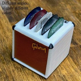 Resim Modern Sanat Gitar Penası Tutucu - Bronz PP Masaüstü Saklama Kutusu, Çok Katmanlı Tasarım. 5 veya 6 Pena Kapasiteli, Müzisyenler ve Gitaristler İçin Şık Hediye, Doğum Günü & Noel Aksesuarı, Retro Estetik, Dayanıklı & Çok Amaçlı Organizatör, Grup Üyeleri İçin İdeal 