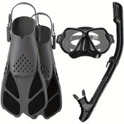 Resim Snorkelling Maske Paletleri Şnorkel Seti, Yetişkinler için Şnorkelle Yüzme Ekipmanı, Panoramik Görüşlü Şnorkel Maskesi Anti-Buhar, Ayarlanabilir Yüzme Paletleri, Kuru Üst Şnorkel ve Seyahat Çantası, Şnorkelle Yüzme Ekipmanları 