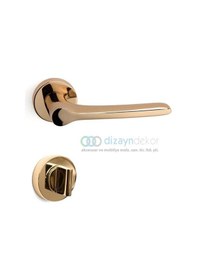 Resim Metis Rozetli Kapı Kolu Parlak Altın - Wc 