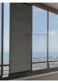 Resim Antrasit Honeycomb Plise %100 Isı Ve Işık Geçirmez Katlanır Cam Balkon Perdesi - Salon Perdesi-005 Antrasit 