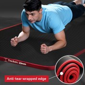 Resim 10mm kalınlığındaki, kaymayan yoga matı kayışlar ve file depolama çantası ile - Başlangıçlar, jimnastik ve ev egzersizleri için siyah NBR fitness matı, yırtılma önleyici sarılı kenar, ev egzersiz matı | Ergonomik tasarım | File depolama çantası, yoga aksesuarları 