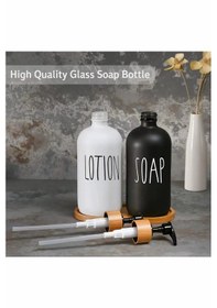 Resim 2 Li Bambu Stantlı Cam Sıvı Sabunluk Losyon Kutusu Kişisel Kozmetik Bakım Çok Renkli 