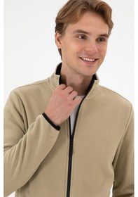 Resim U.S. Polo Assn. Erkek Regular Fit Açık Haki Polar Örme Hırka 50313779-VR183 