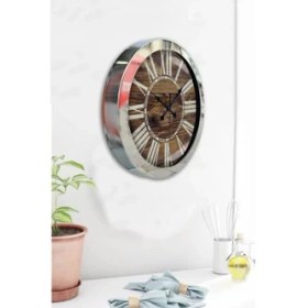 Resim Bahat Krom Çerçeveli Salon Ofis Duvar Saati 36 cm 