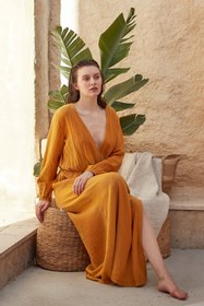 Resim Alba Müslin Elbise - Loş Kırmızı / 2 (L-XL) 
