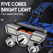 Resim 1/2/4 adet 5LED Baş Lambası, Şarj Edilebilir Lityum Pili-18650 Serisi, USB Şarj, LED Işık, ≤36V Çalışma Gerilimi, Mat Metal Kaplama, ABS Malzeme, USB Kablosuyla, Kamp, Koşu, Olta, Ev, Outdoor, Acil Durum, Paskalya, Sevgililer Günü, Şükran Günü, Anneler Günü, Noel için 