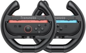 Resim TRANSNOVO 2'li direksiyon seti, Nintendo Switch 2 Joy-Cons ile uyumlu, aksesuar, kontrolör, yarış bisikletleri, kaymaz, ergonomik siyah, Mario Kart 8 Deluxe için 