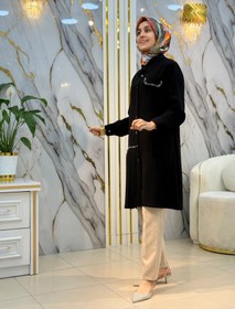Resim NY MEHLİKA TAŞ VE PLİSE DETAYLI TUNİK 26042 - Siyah / 42 