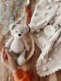 Resim Amigurumi Ayıcık Kadife Battaniye&Oyuncak Set - 2 Parça Deluxe Bebek Seti 