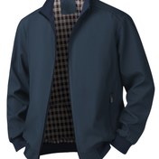 Resim Erkekler için Günlük Fermuarlı Ceket Ekose Yaka - Hafif Polyester, Düzenli Kesim, Ön Cepli, İlkbahar/Sonbahar Çok Yönlü Dış Giyim 