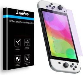 Resim ZenHoo Nintendo Switch OLED (2021) için Anti Mavi Işık Temperli Cam Ekran Koruyucu, Göz Koruması, 