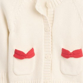 Resim Krem Bow Pocket Triko Hırka - Krem / 6-12M 