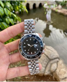 Resim ÇENÇEN Takvimli Gümüş Çelik Kordon Siyah Kadranlı Erkek Kol Saat Rolex Model 