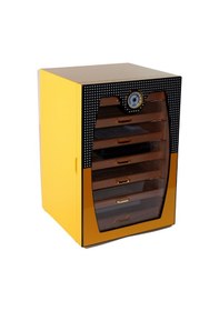 Resim Cohiba Sarı-gri Nokta Desenli 7 Çekmeceli Sedir Humidor Puro Kutusu - Tr8793 