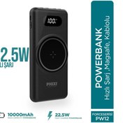 Resim Phixi Force PW12 10000mAh 22.5W MagSafe Kendinden Kablolu Şarj Cihazı - Kablosuz Powerbank - 1 USB 1 