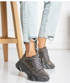Resim Prego Tayyar Gri Taşlı Yüksek Taban Bağcıklı Poli Hafif Taban Kadın Spor Gumüş 13120 Gm Gümüş 